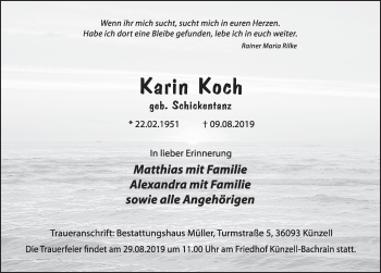 Traueranzeige von Karin Koch von FZ