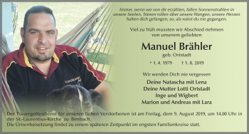 Traueranzeige von Manuel Brähler von FZ