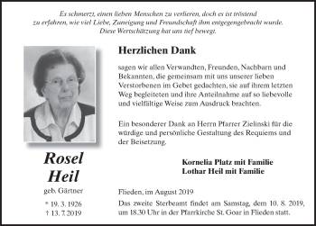 Traueranzeige von Rosel Heil von FZ