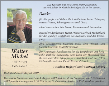 Traueranzeige von Walter Michel von FZ