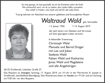 Traueranzeige von Waltraud Wald von FZ