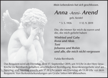 Traueranzeige von Anna Arend von FZ