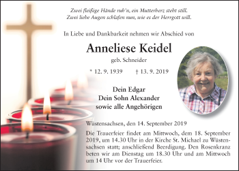 Traueranzeige von Anneliese Keidel von FZ
