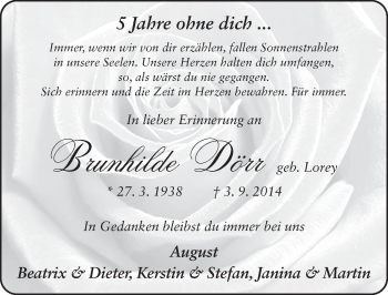 Traueranzeige von Brunhilde Dörr von FZ
