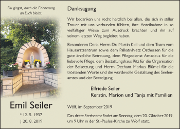 Traueranzeige von Emil Seiler von FZ