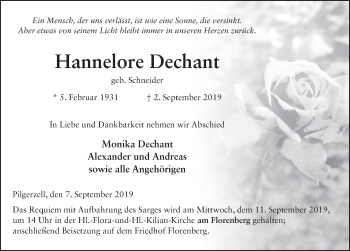 Traueranzeige von Hannelore Dechant von FZ