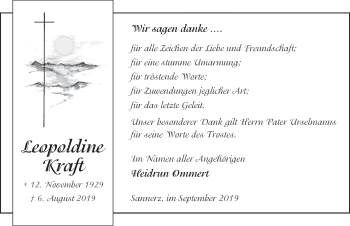 Traueranzeige von Leopoldine Kraft von FZ