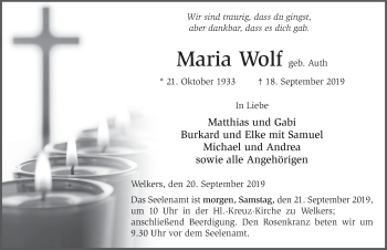 Traueranzeige von Maria Wolf von FZ