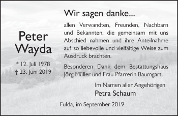 Traueranzeige von Peter Wayda von FZ