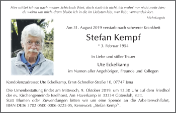 Traueranzeige von Stefan Kempf von FZ