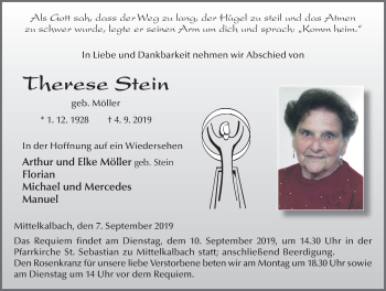 Traueranzeige von Therese Stein von FZ