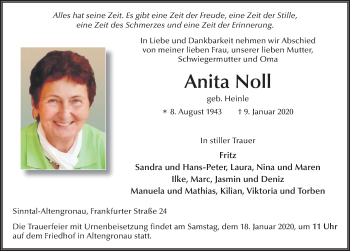 Traueranzeige von Anita Noll von FZ