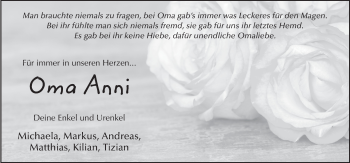 Traueranzeige von Anni Hasenauer von FZ