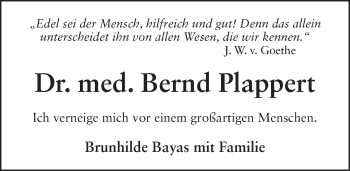 Traueranzeige von Bernd Plappert von FZ