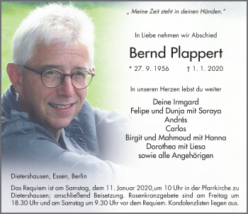 Traueranzeige von Bernd Plappert von FZ