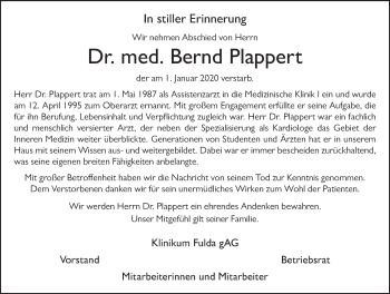 Traueranzeige von Bernd Plappert von FZ