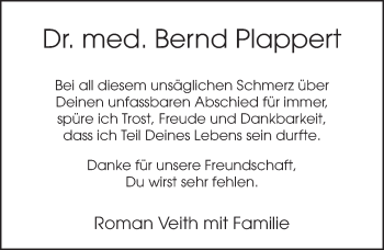 Traueranzeige von Bernd Plappert von FZ
