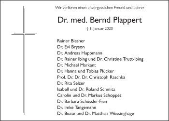 Traueranzeige von Bernd Plappert von FZ