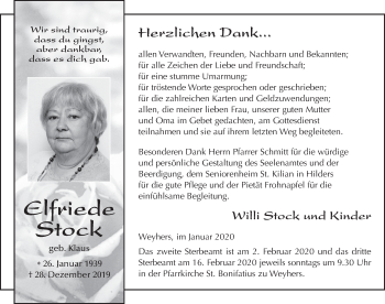 Traueranzeige von Elfriede Stock von FZ