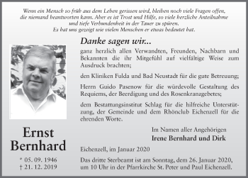 Traueranzeige von Ernst Bernhard von FZ