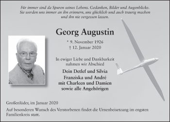 Traueranzeige von Georg Augustin von FZ