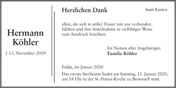 Traueranzeige von Hermann Köhler von FZ