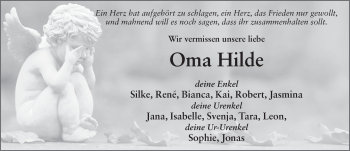 Traueranzeige von Hildegard Pfeffer von FZ