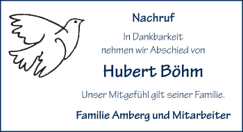 Traueranzeige von Hubert Böhm von FZ