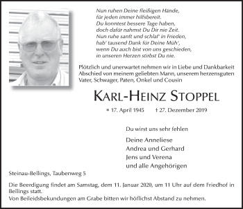 Traueranzeige von Karl-Heinz Stoppel von FZ