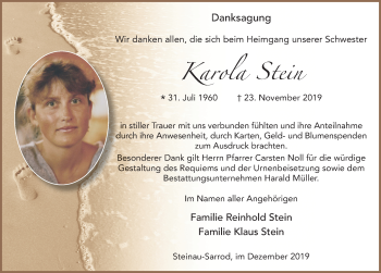Traueranzeige von Karola Stein von FZ
