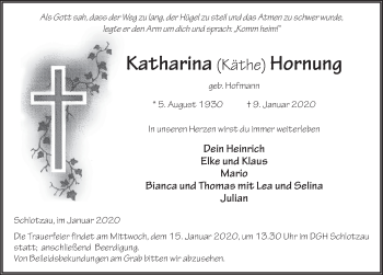 Traueranzeige von Katharina Hornung von FZ