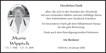 Traueranzeige von Marie Wippich von FZ