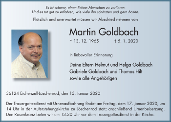 Traueranzeige von Martin Goldbach von FZ