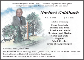 Traueranzeige von Norbert Goldbach von FZ