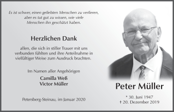 Traueranzeige von Peter Müller von FZ