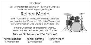 Traueranzeige von Reiner Marth von FZ
