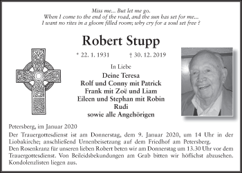 Traueranzeige von Robert Stupp von FZ