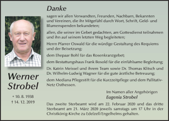 Traueranzeige von Werner Strobel von FZ