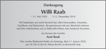 Traueranzeige von Willi Raab von FZ
