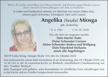 Traueranzeige von Angelika Miosga von FZ