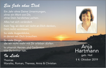 Traueranzeige von Anja Hartmann von FZ