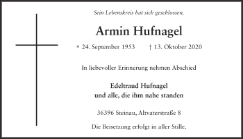 Traueranzeige von Armin Hufnagel von FZ
