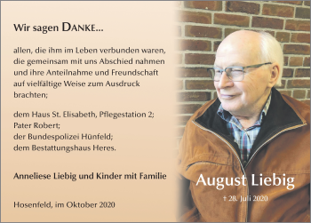 Traueranzeige von August Liebig von FZ