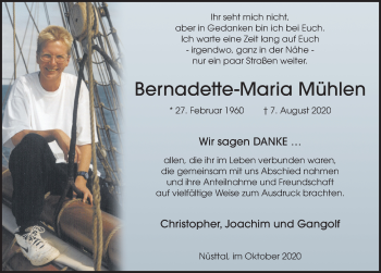 Traueranzeige von Bernadette-Maria Mühlen von FZ
