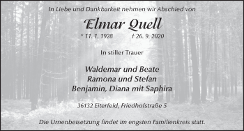 Traueranzeige von Elmar Quell von FZ