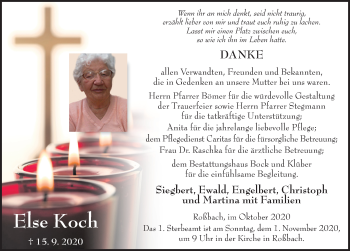 Traueranzeige von Else Koch von FZ