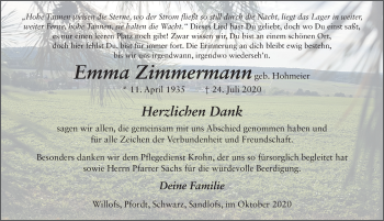 Traueranzeige von Emma Zimmermann von FZ