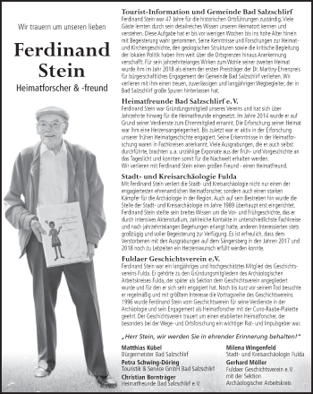 Traueranzeige von Ferdinand Stein von FZ