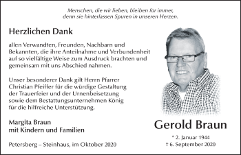 Traueranzeige von Gerold Braun von FZ