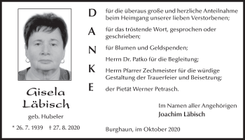 Traueranzeige von Gisela Läbisch von FZ